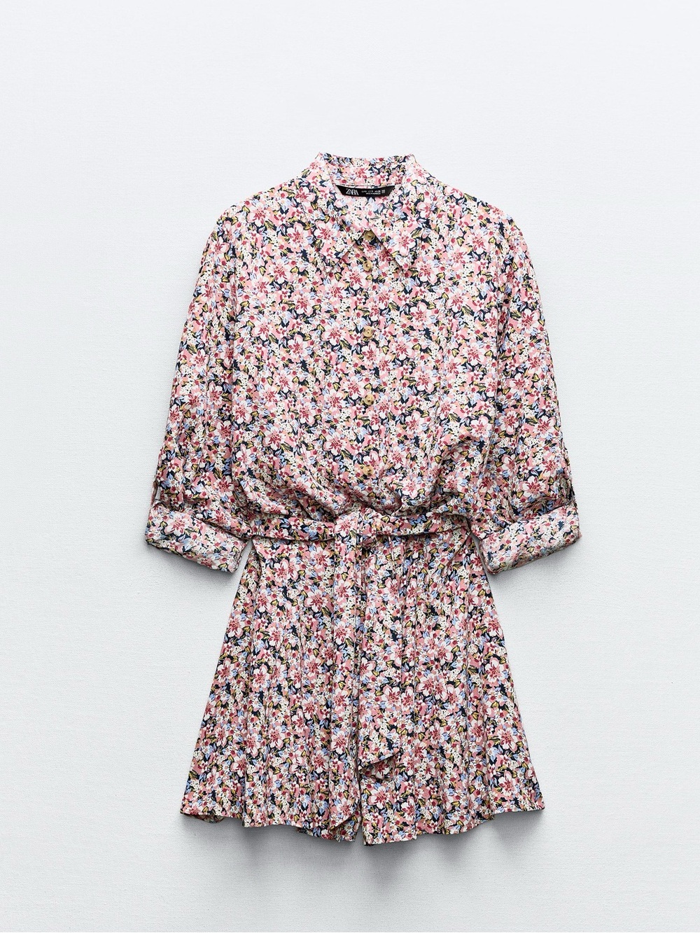 ZARA Romper floral with tie waist Size M Coquette Preppy Resortwear NWOT Boho